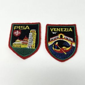 VTG VENEZIA Venice Italy Sew On Patch Tower Of Pisa Lot Of 2 Patches